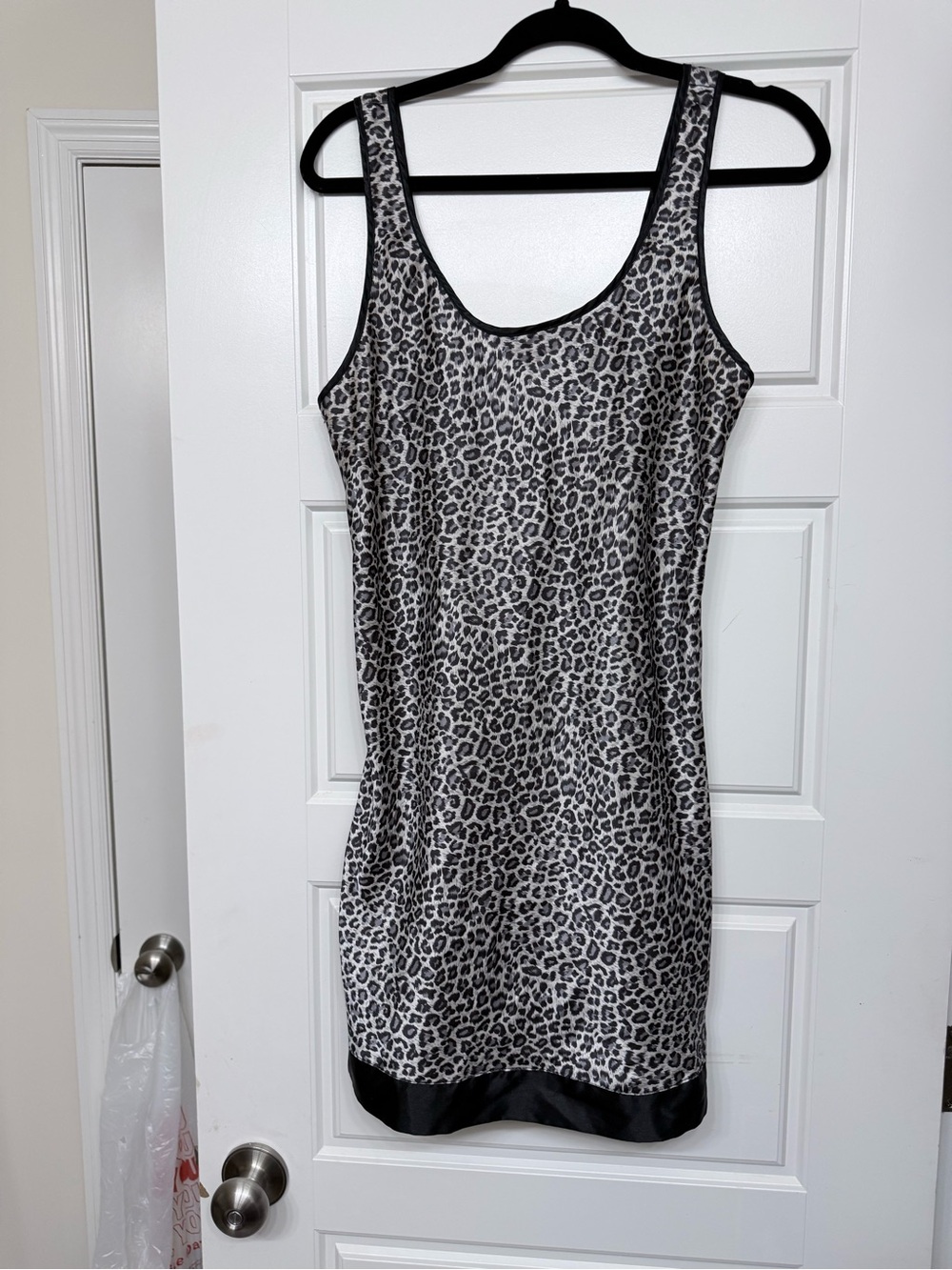Vintage Sleek Leopard Print Tank Dress - Black & Gray